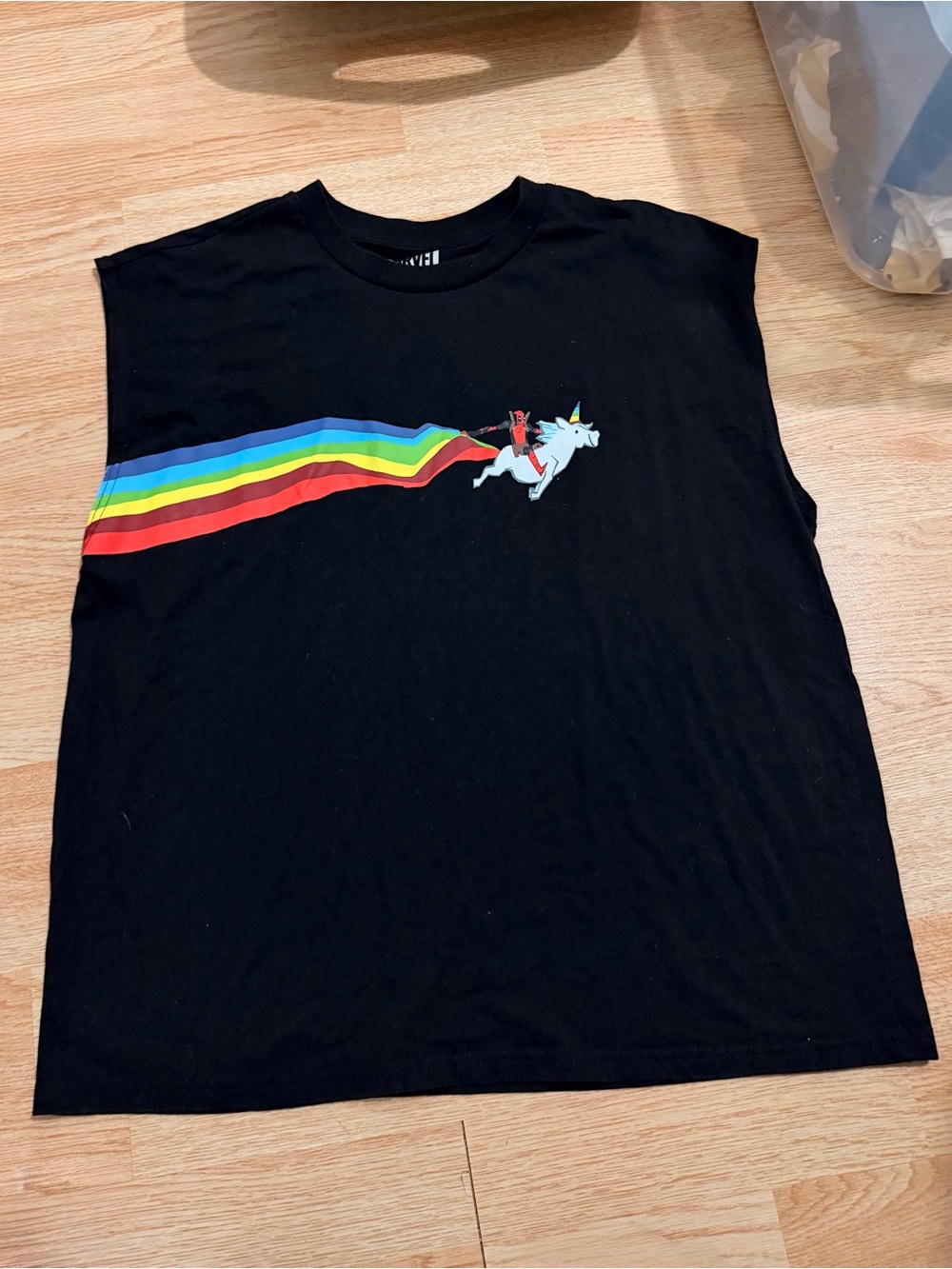 Marvel Deadpool Unicorn Rainbow Sleeveless Muscle Tank Top T-Shirt Men's M
